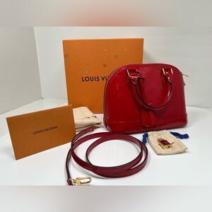 LOUIS VUITTON Alma BB Shoulder Hand bag Monogram Vernis Red LV